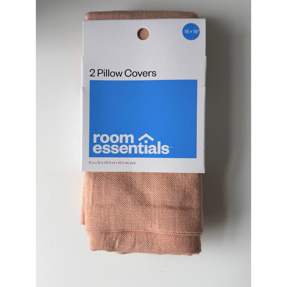 Room Essentials Pillow Covers 16x16 Peach Set 2 Woven Textured NWT